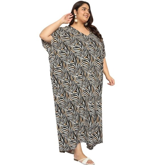 Gypsie Blu Plus Size Women Kaftan Dress Polyester Maxi Dresses Kimono Sleeve - Picture 4 of 10